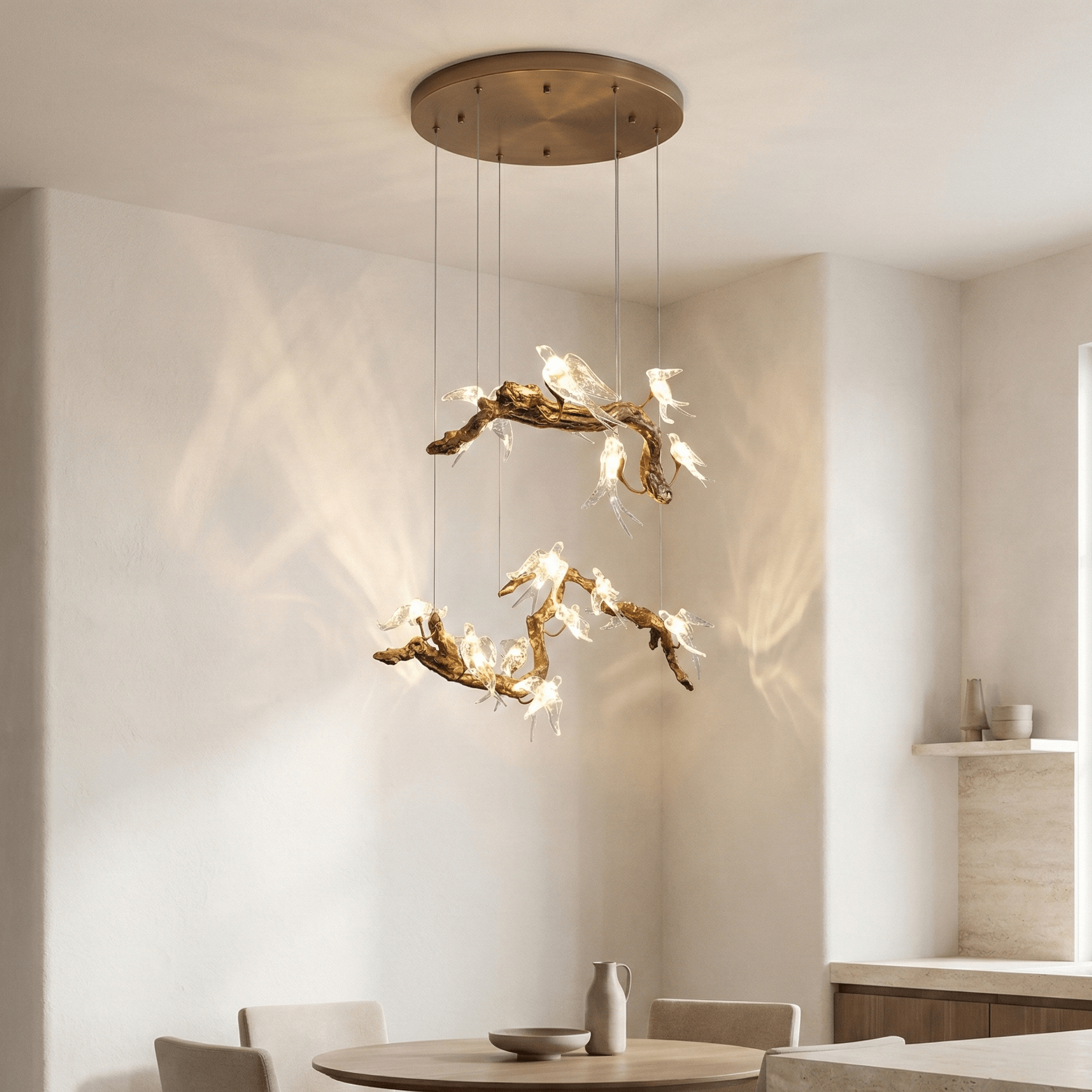 Bird Song Branching Linear Teardrop Chandelier by Bling Lighting Studio