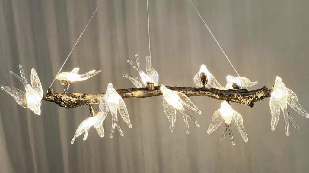 Bird Song Branching Linear Teardrop Chandelier by Bling Lighting Studio