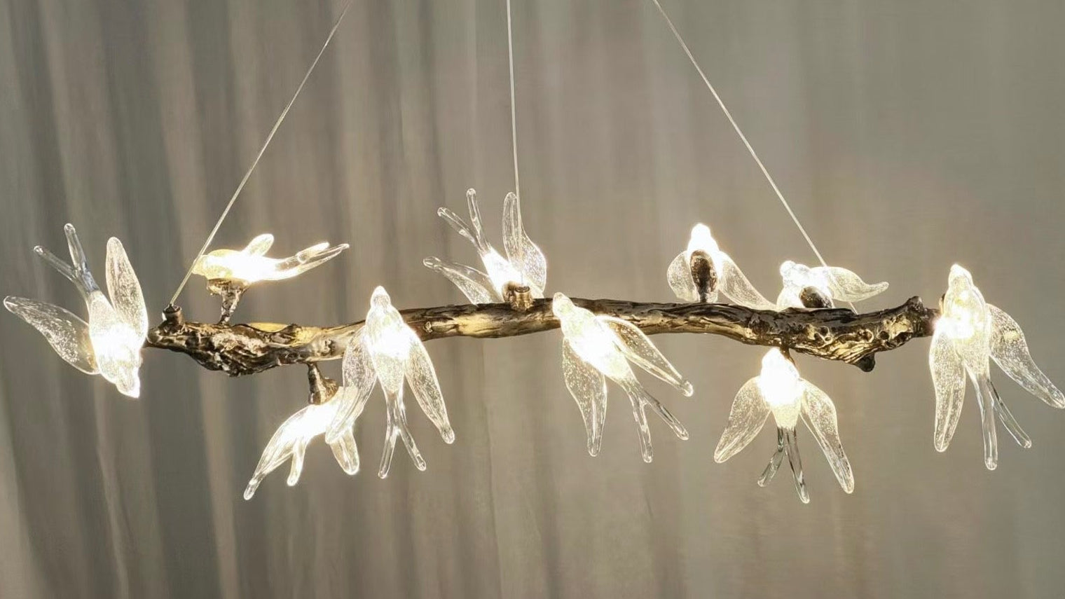 Bird Song Branching Linear Teardrop Chandelier by Bling Lighting Studio