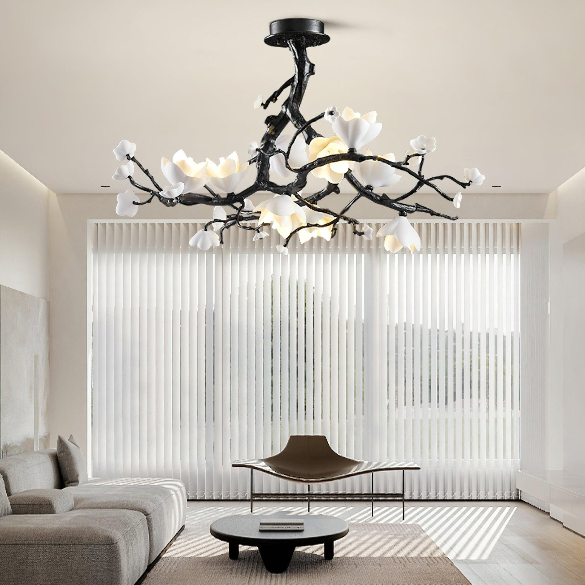 Black Branch Copper Tree Chandelier by Bling Lighting Studio