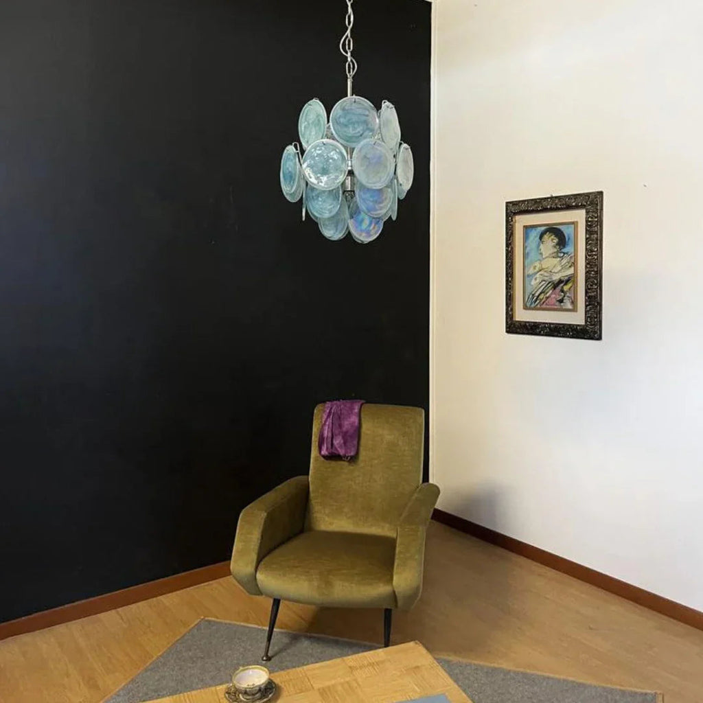 Blue Disks Murano Glass Chandelier product image