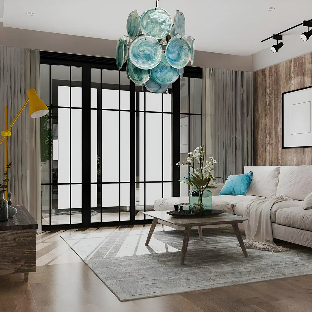 Blue Disks Murano Glass Chandelier product image