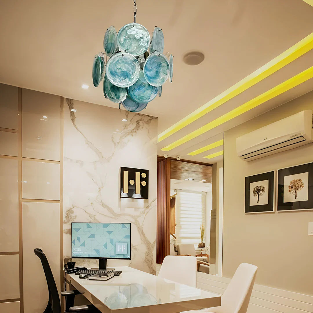 Blue Disks Murano Glass Chandelier product image