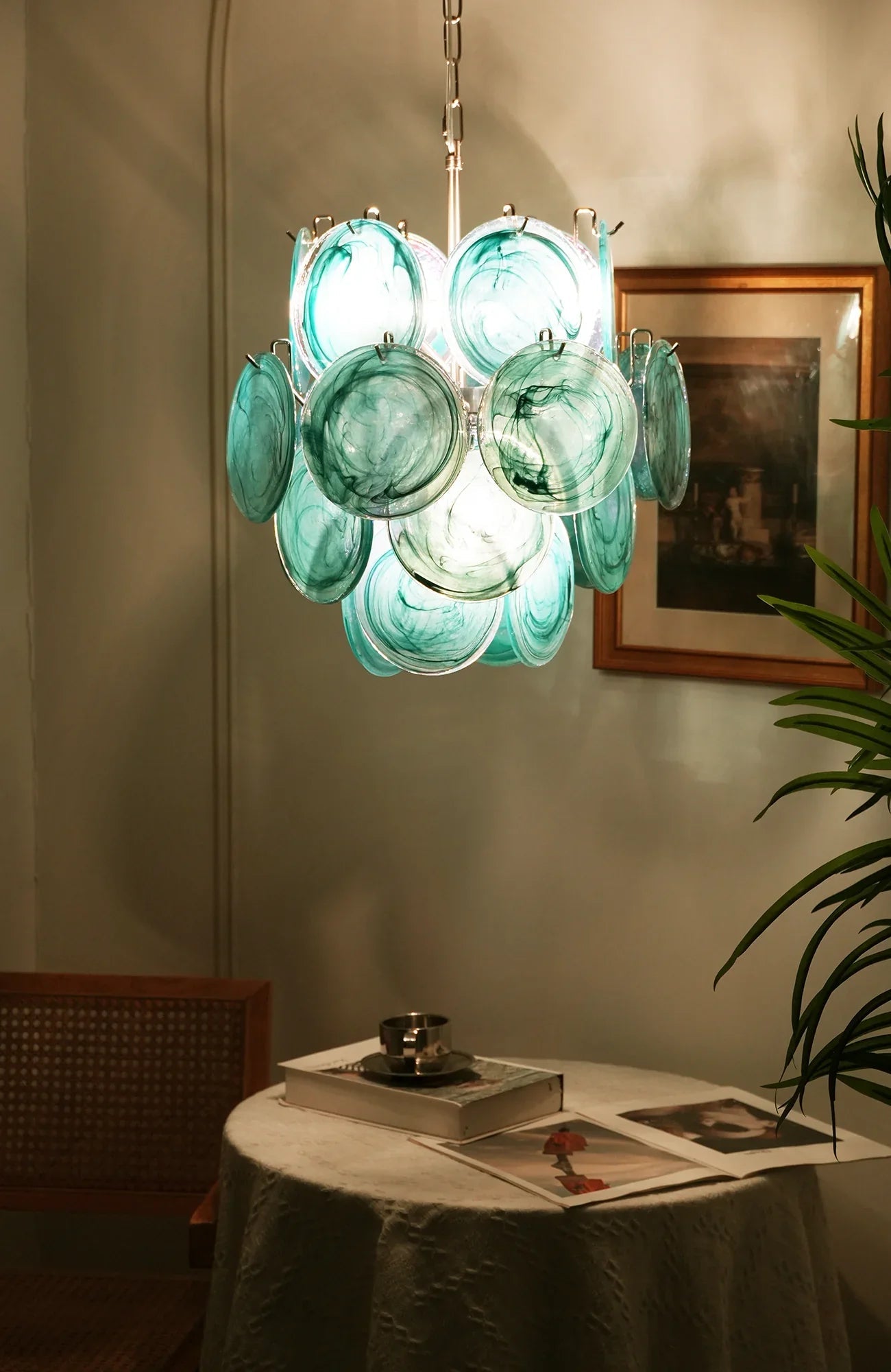 Blue Disks Murano Glass Chandelier product image