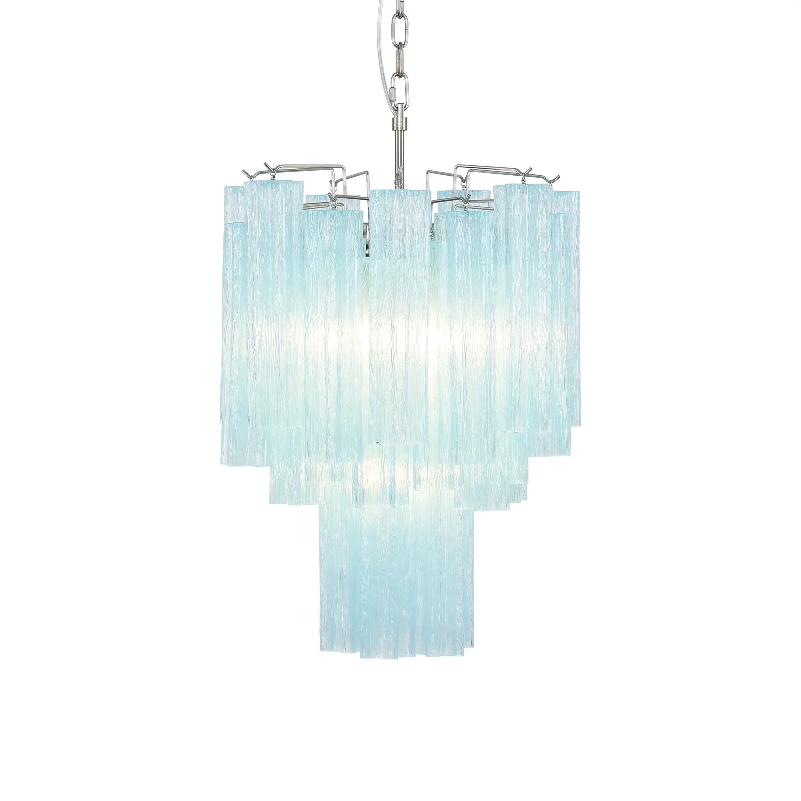 Blue Murano Glass Tube Chandelier by Bling Lighting Studio