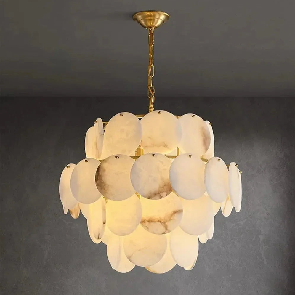 Bordwell Alabaster Chandelier 23" detail view