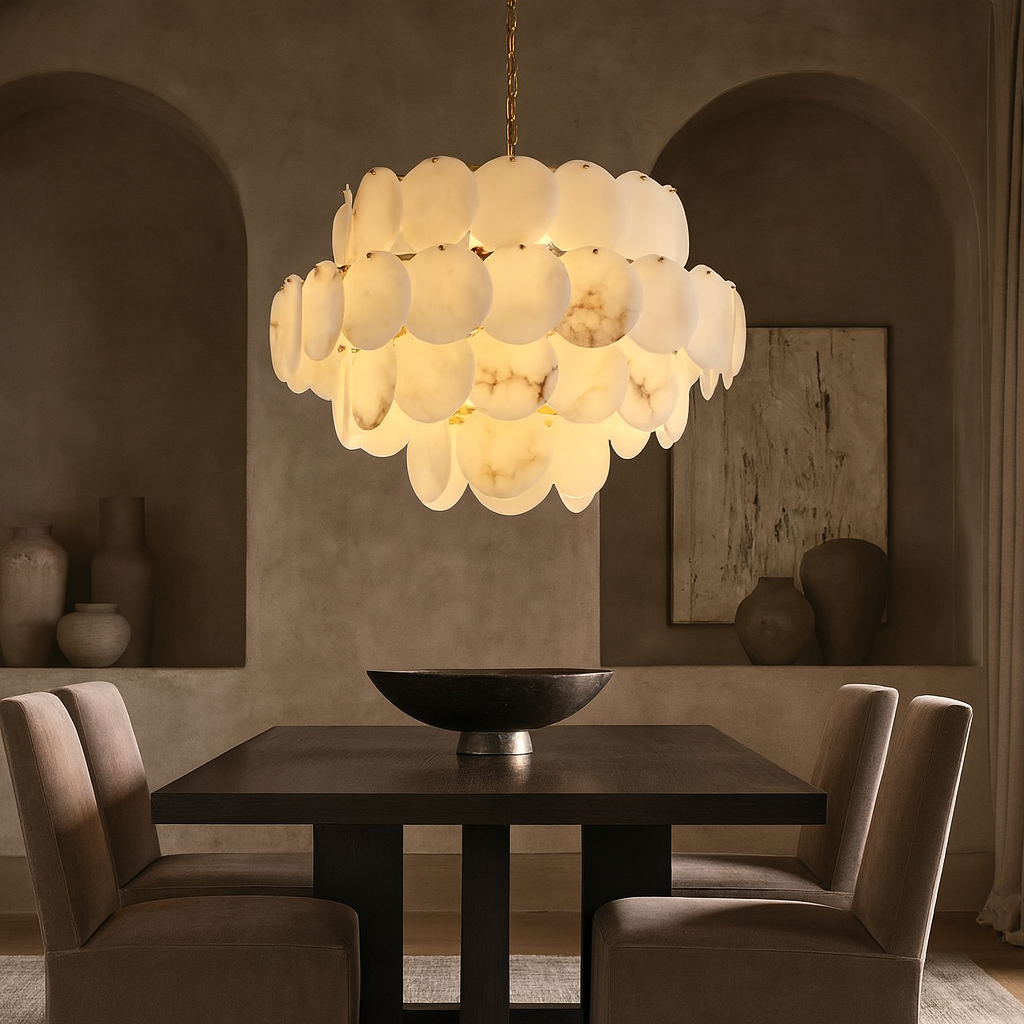 Bordwell Alabaster Chandelier 31" by Bling Lighting Studio