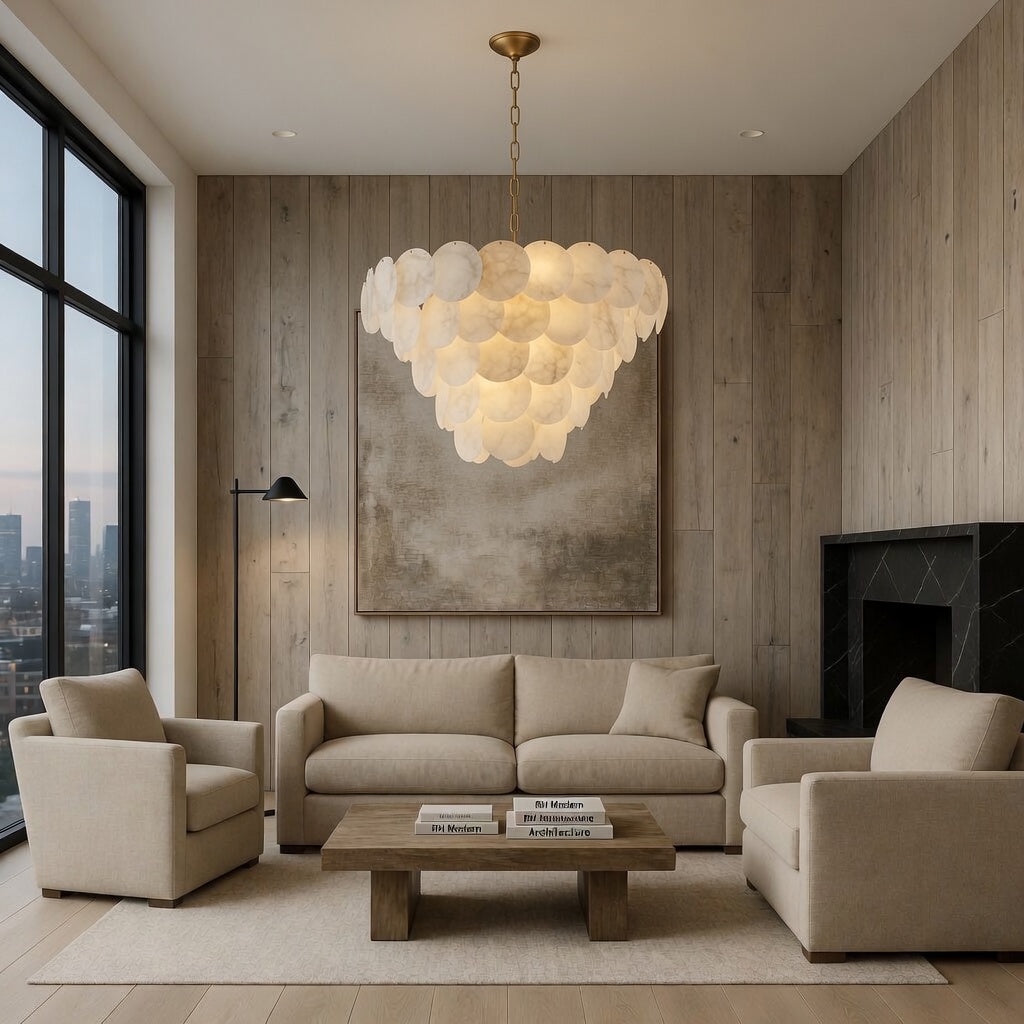 Bordwell Alabaster Chandelier 35" by Bling Lighting Studio