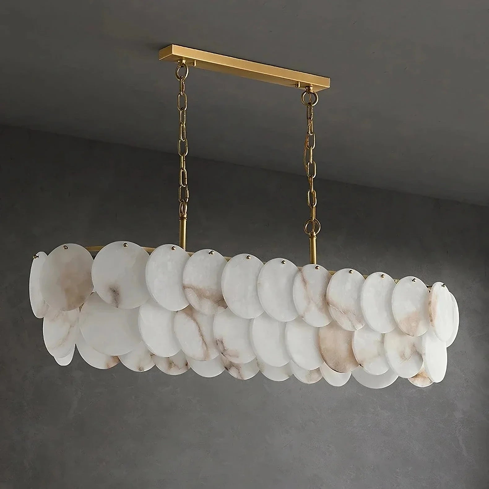 Bordwell Alabaster Dining Room Chandelier 47" material and finish detail