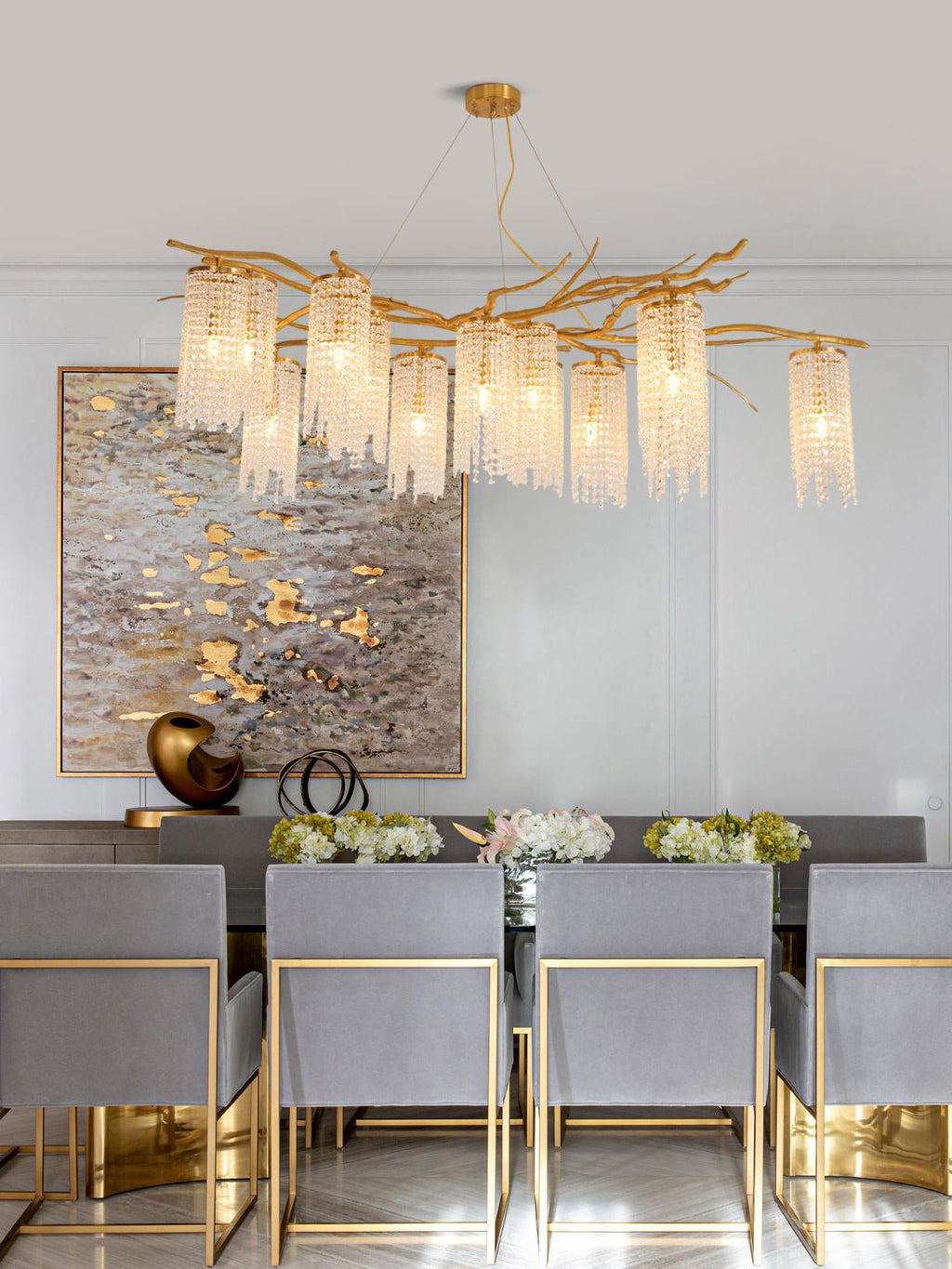 Branch and Leaf Motif Metallic Chandelier product image