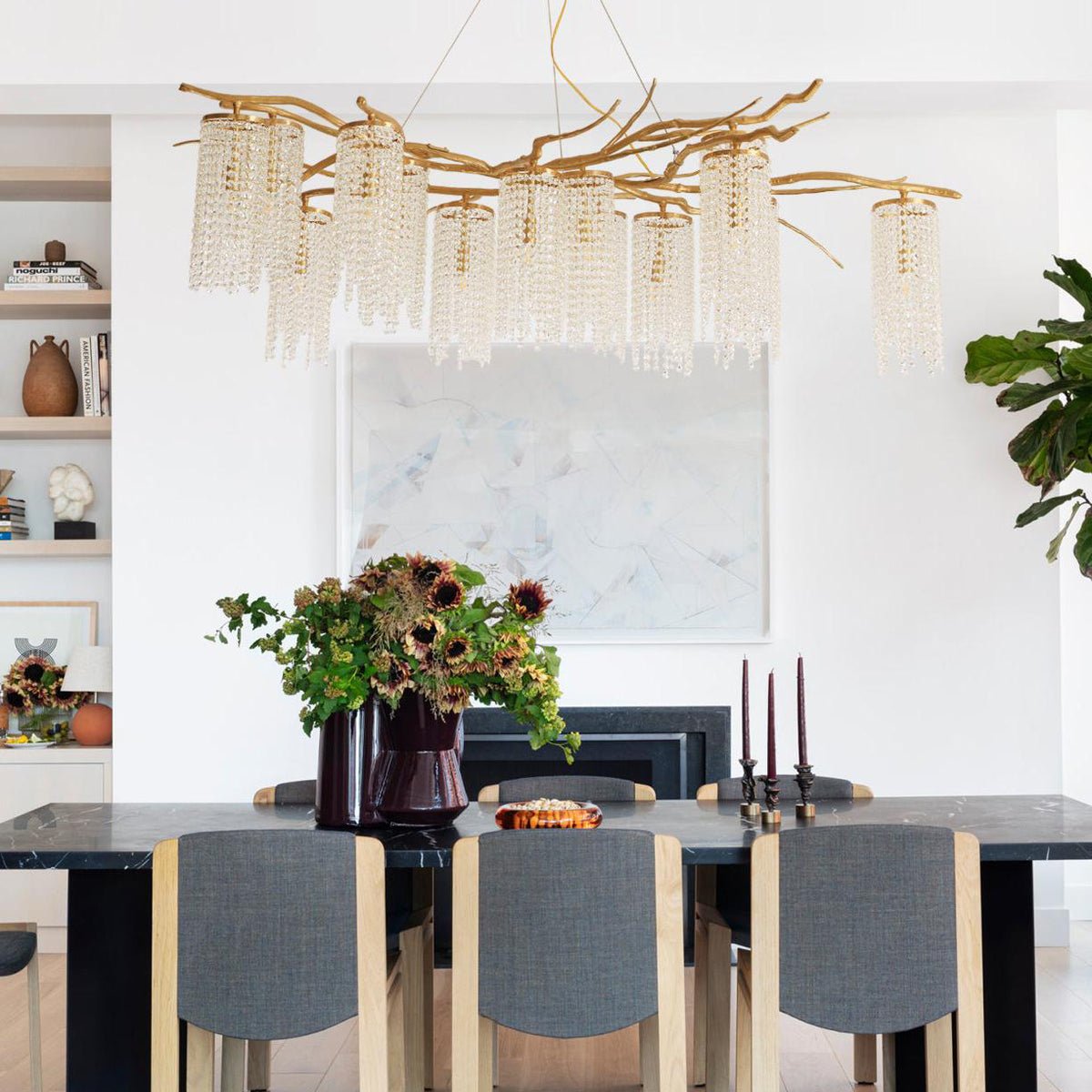 Branch and Leaf Motif Metallic Chandelier product image