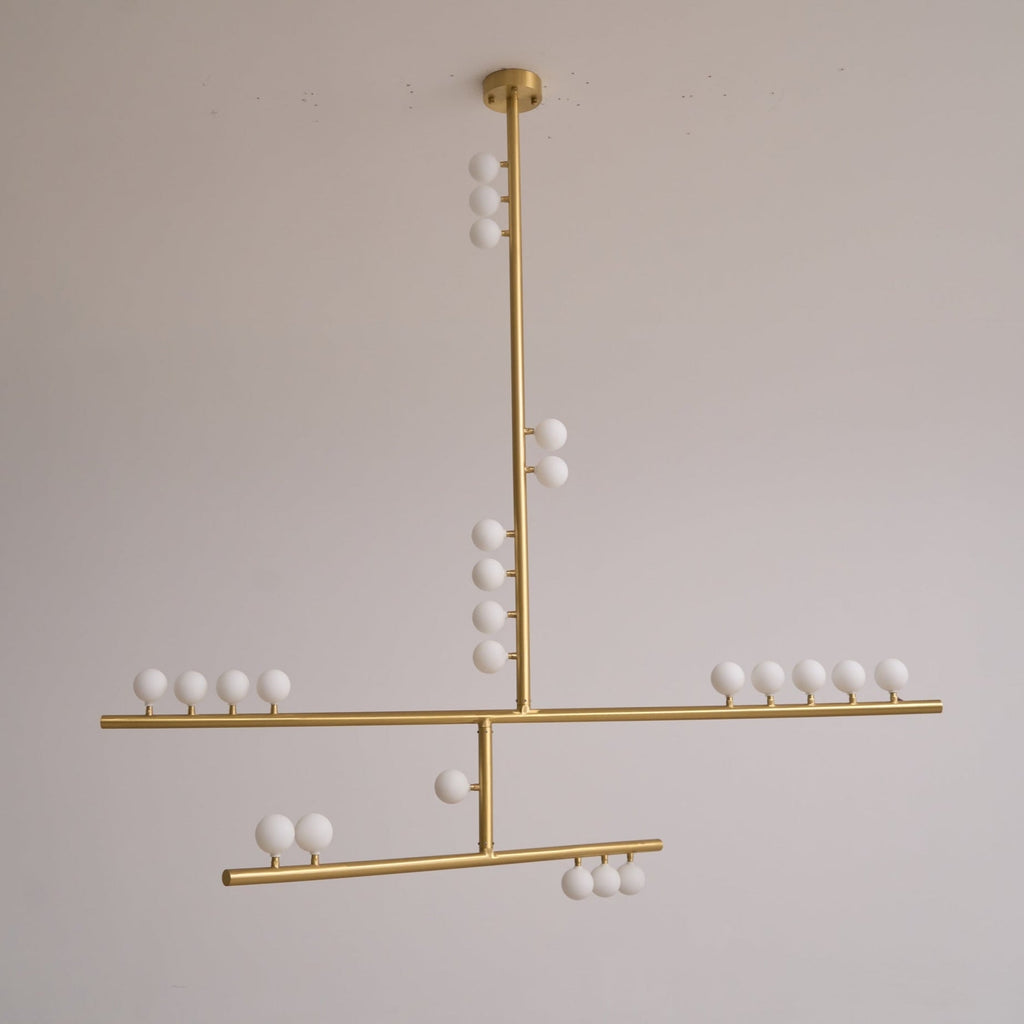 Brass Glass Drop Chandelier