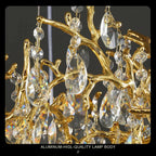Brastia Gold Crystal Linear Branch Chandelier material and finish detail