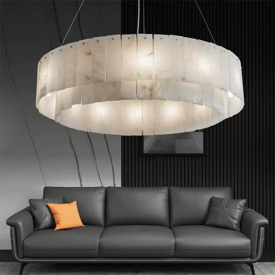 Brendra Alabaster 2-Tier Round Chandelier by Bling Lighting Studio