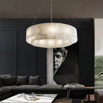 Brendra Alabaster 2-Tier Round Chandelier by Bling Lighting Studio