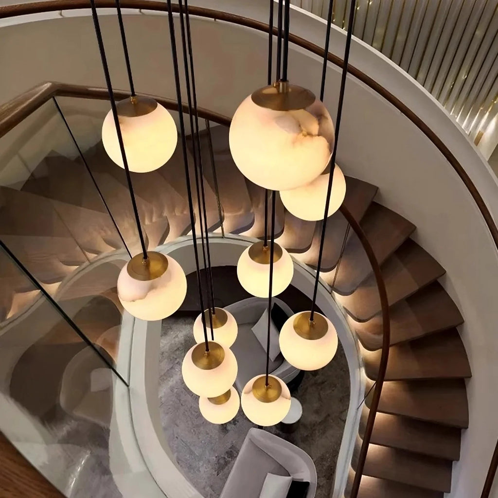 Brighton Alabaster Ball Chandelier detail view