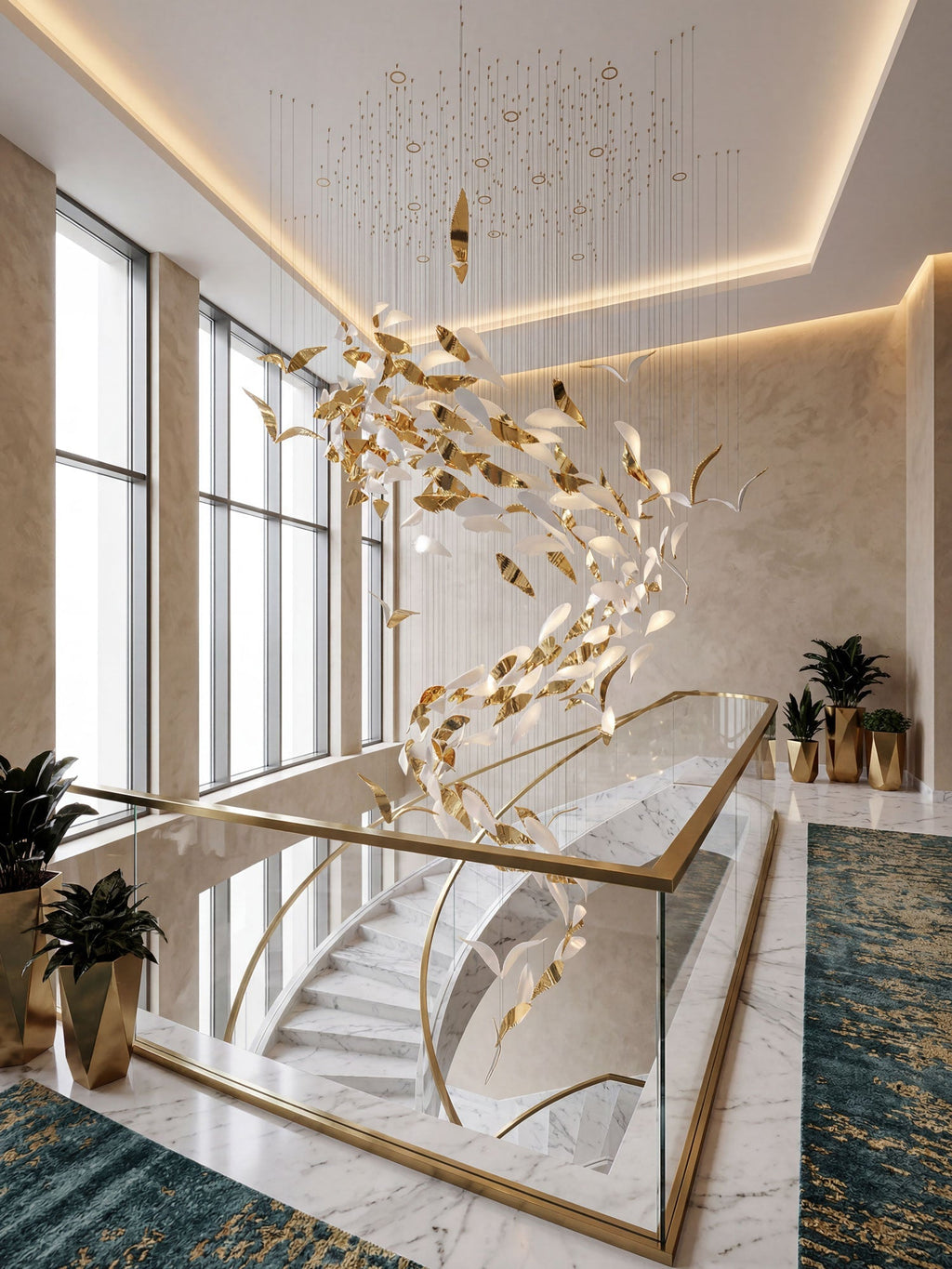 Brush Art Glass Chandelier