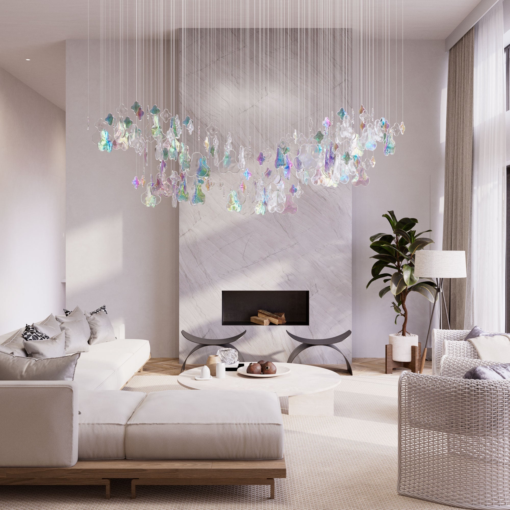 Brush Art Glass Chandelier