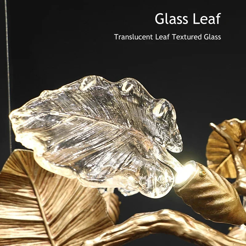 Btria Branch Copper Leaf Linear Chandelier by Bling Lighting Studio