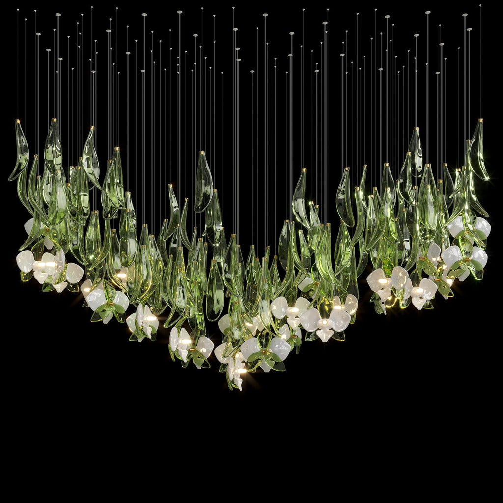 Green Orchid Cascade Chandelier