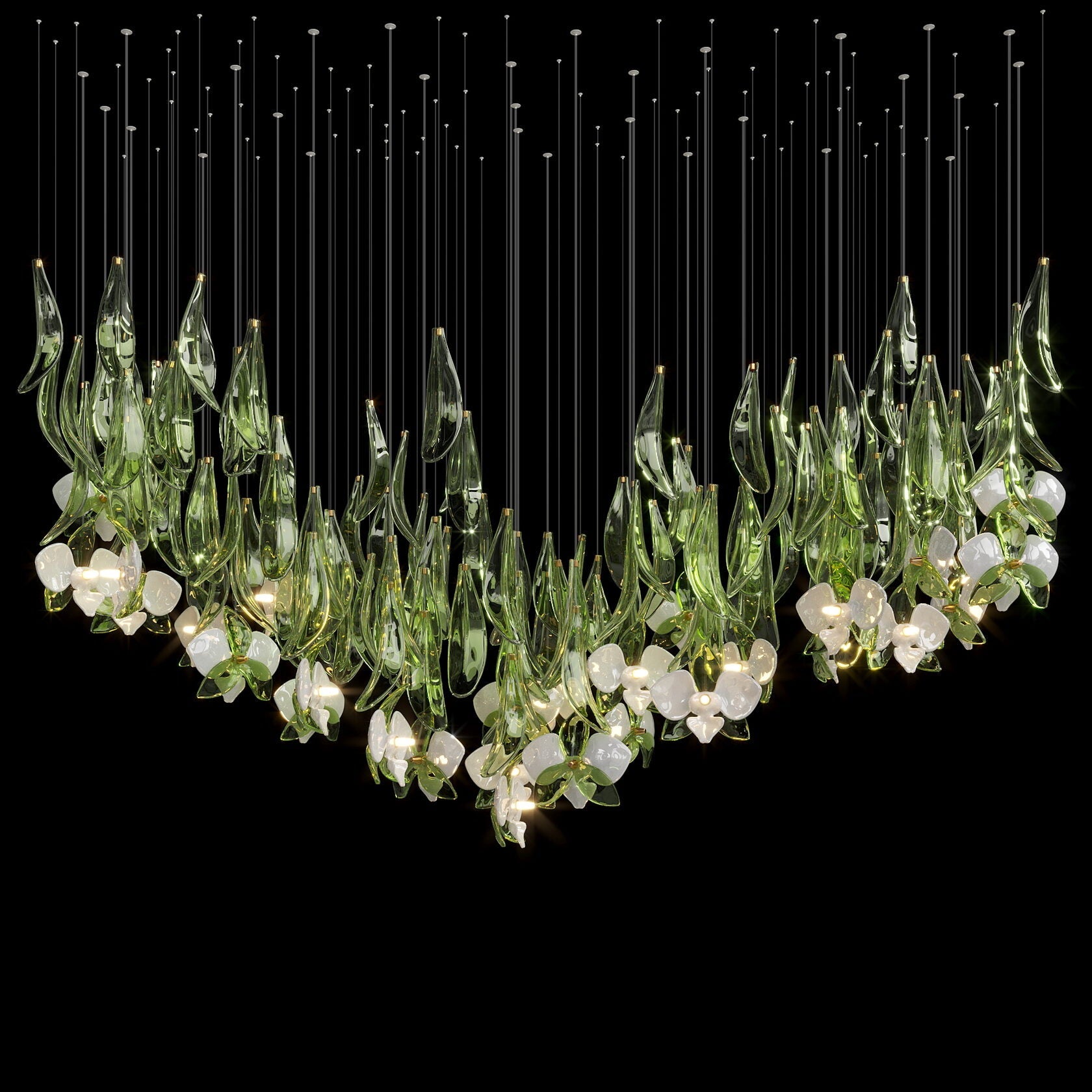 Green Orchid Cascade Chandelier