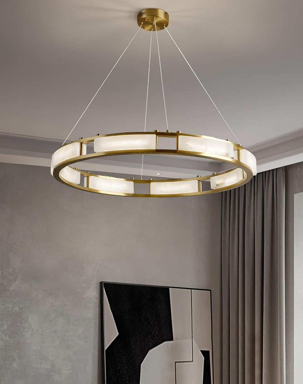 Qatar Alabaster Round Chandelier by Bling Lighting Studio