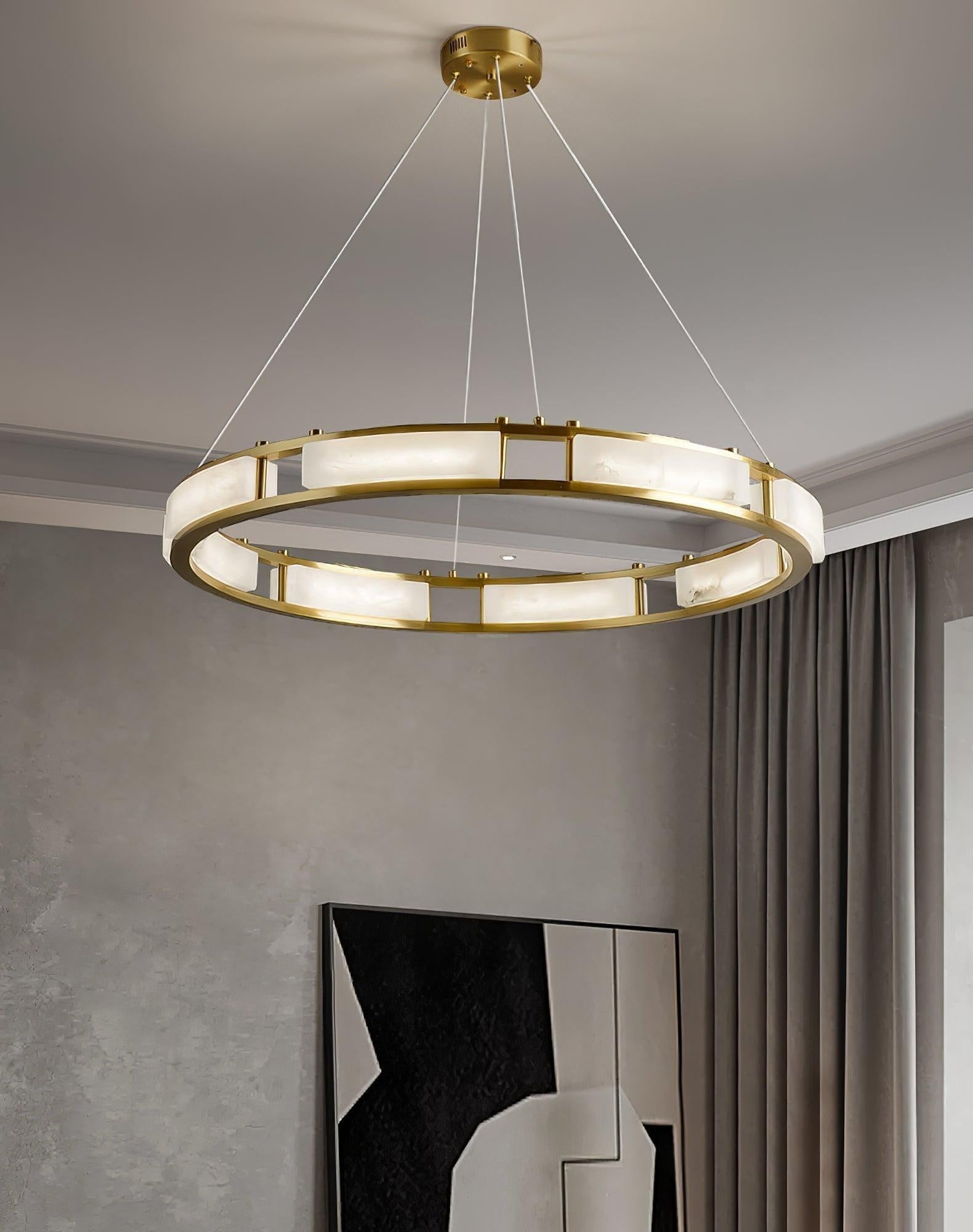 Qatar Alabaster Round Chandelier by Bling Lighting Studio