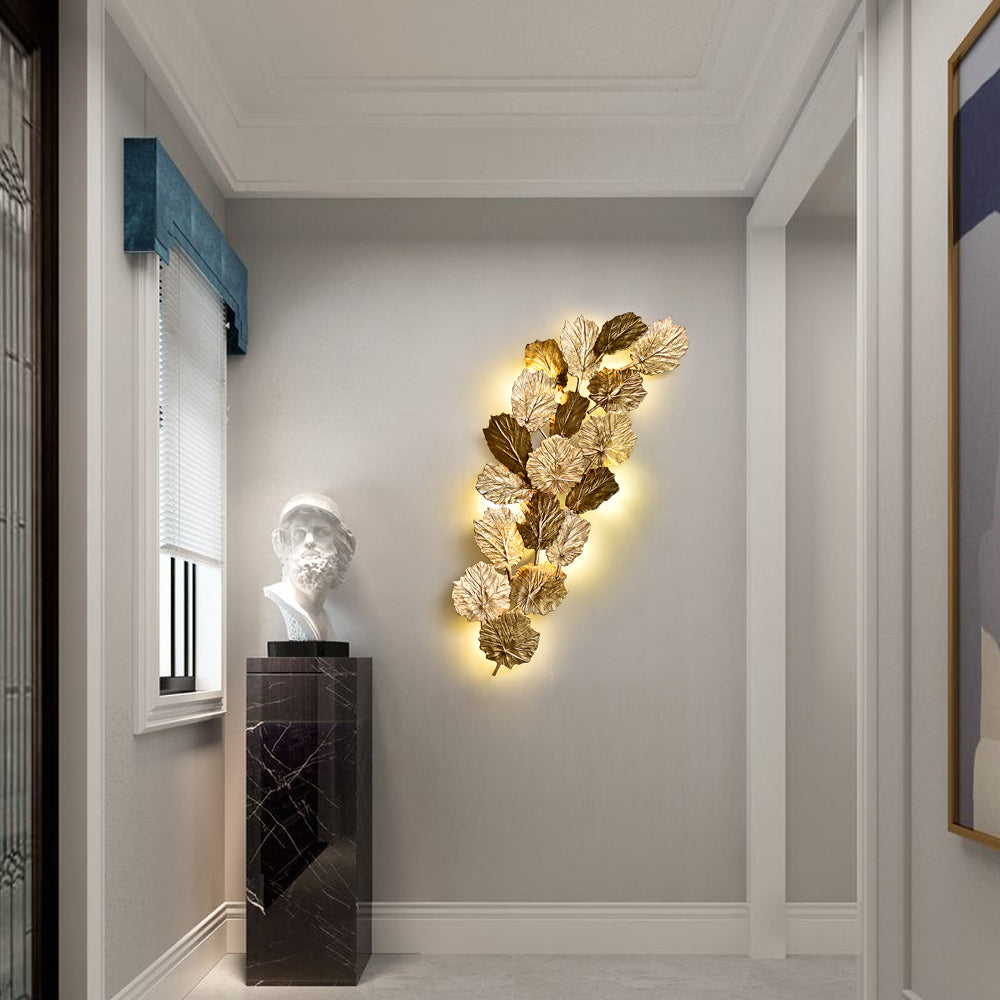 Gold Leaf Handmade Branch Wall Sconce material and finish detail