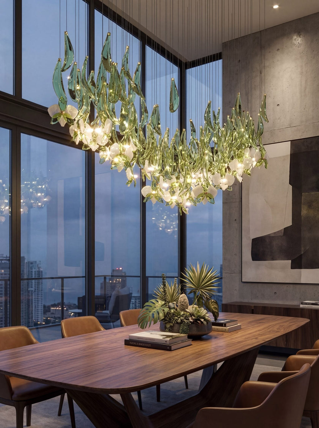 Green Orchid Cascade Chandelier