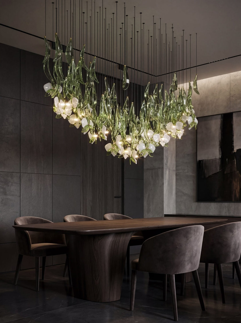 Green Orchid Cascade Chandelier