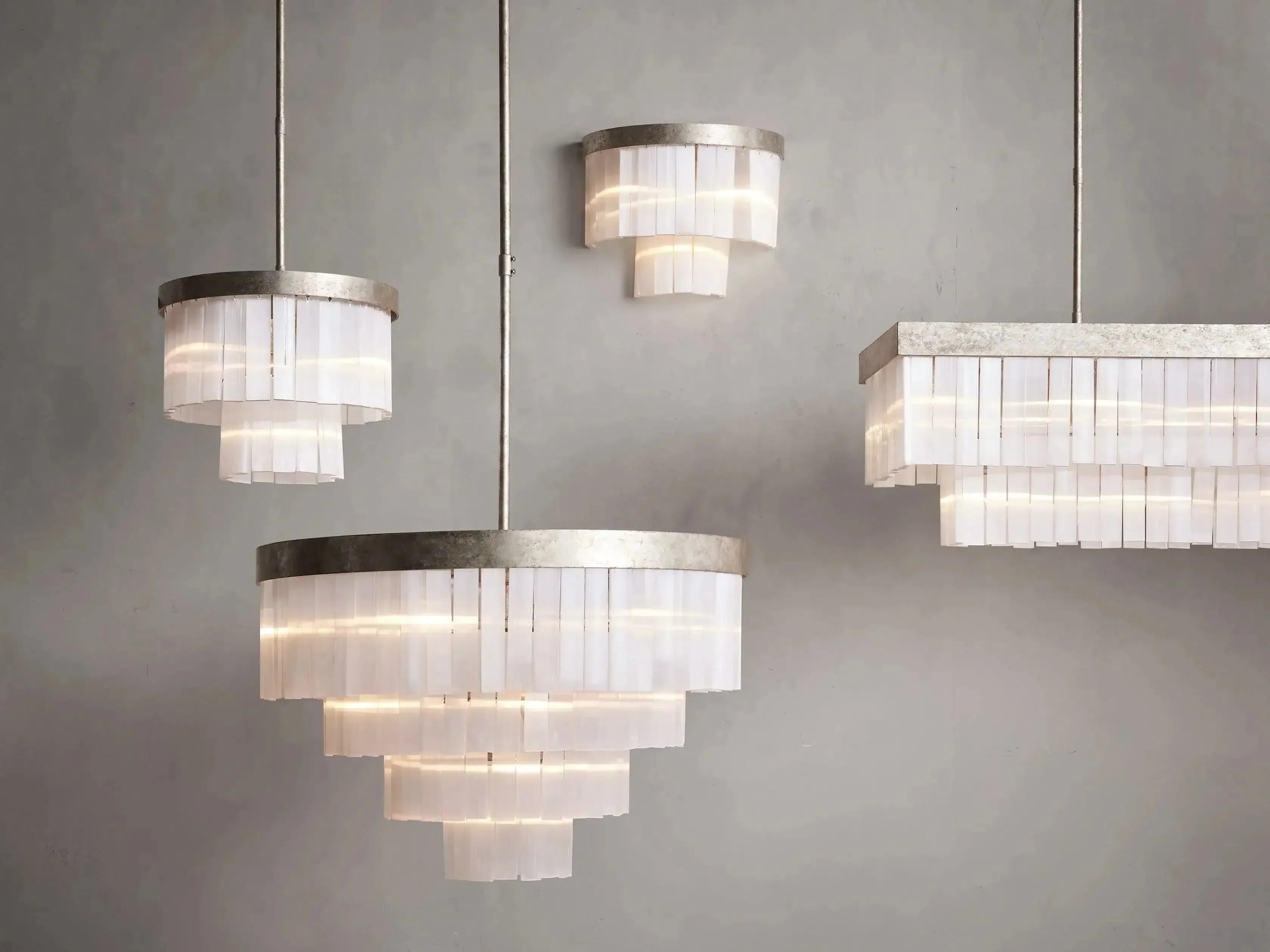 Cameron 2 Tier Selenite Chandelier by Bling Lighting Studio