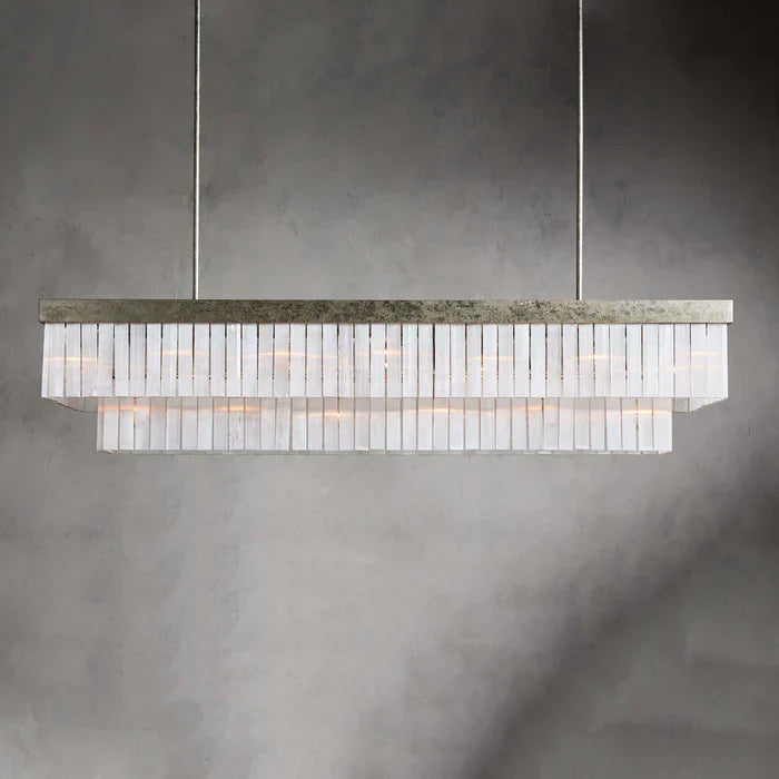 Cameron Rectangular Selenite Chandelier by Bling Lighting Studio
