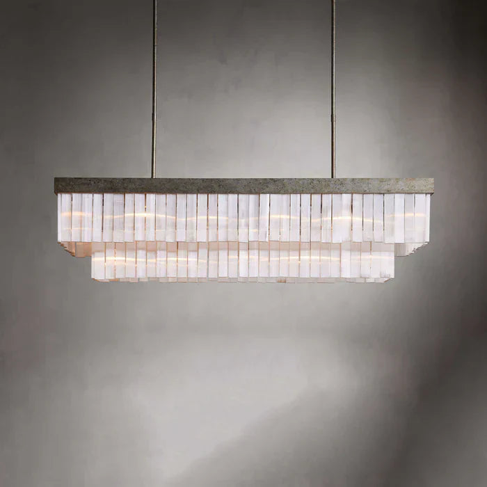 Cameron Rectangular Selenite Chandelier by Bling Lighting Studio