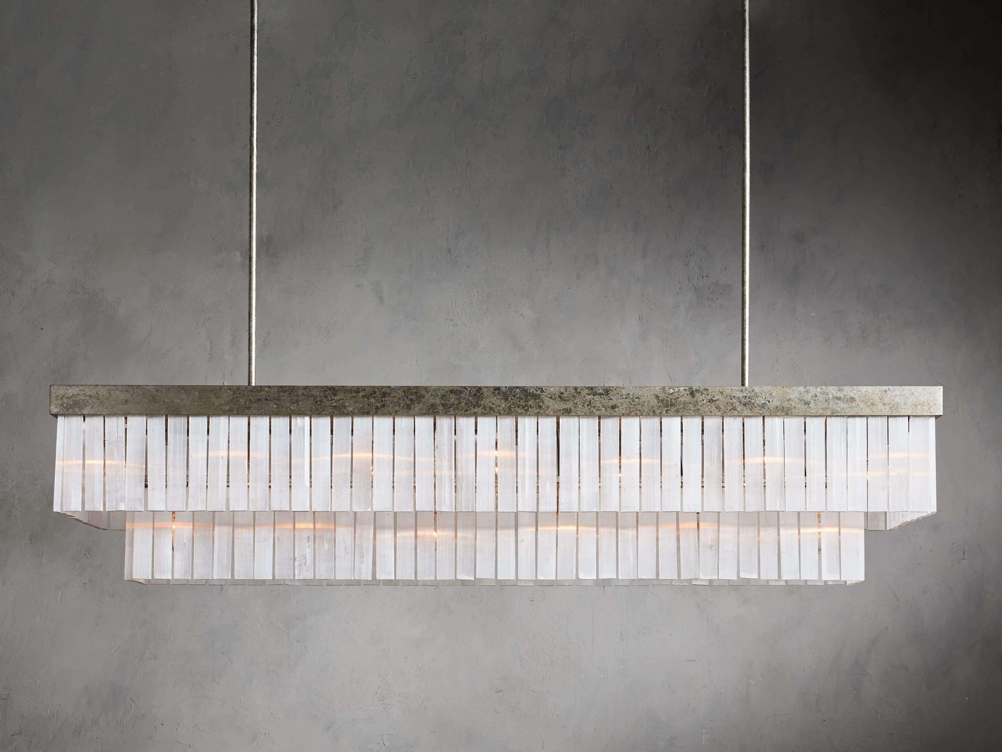 Cameron Rectangular Selenite Chandelier by Bling Lighting Studio