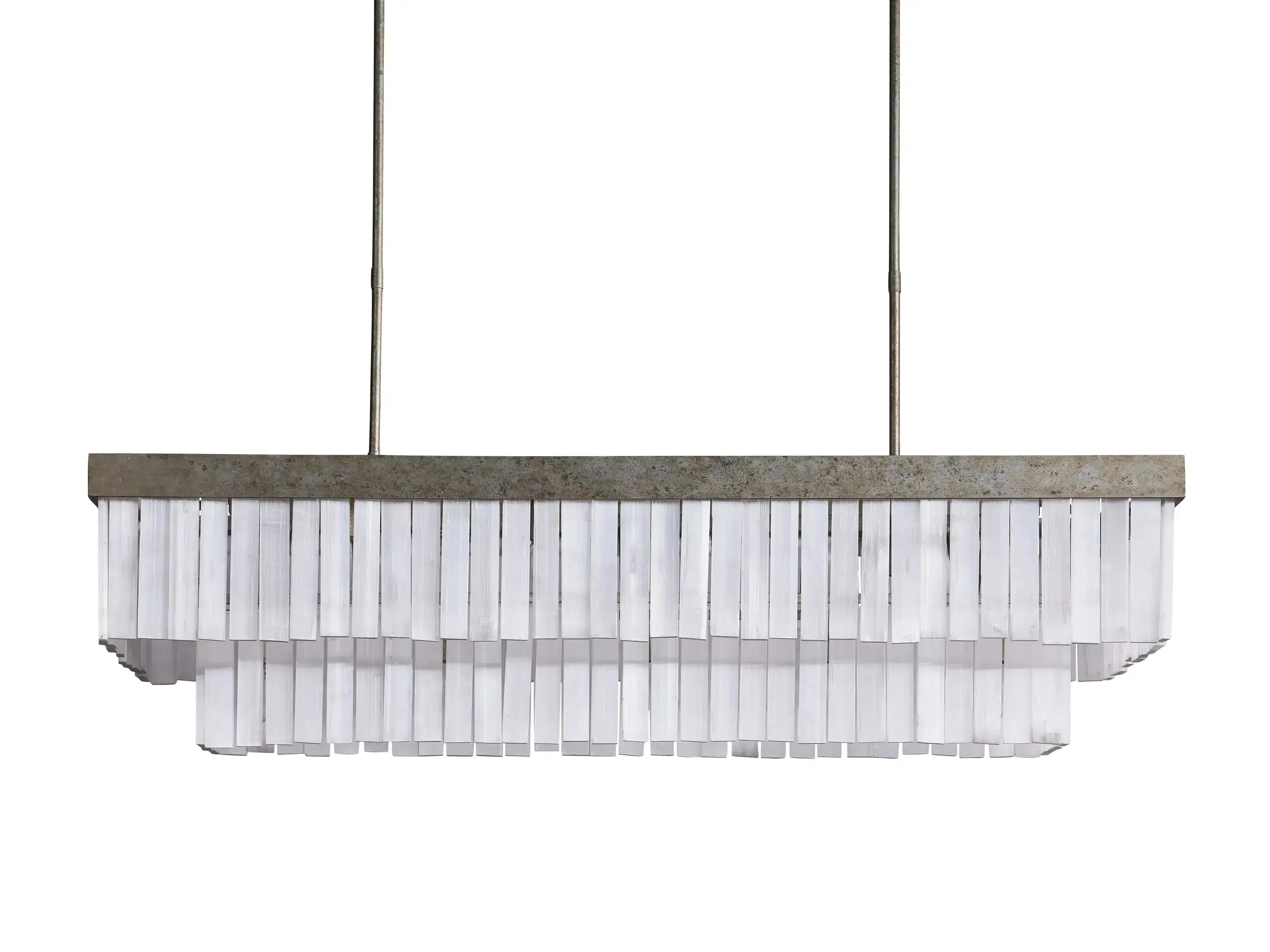Cameron Rectangular Selenite Chandelier by Bling Lighting Studio