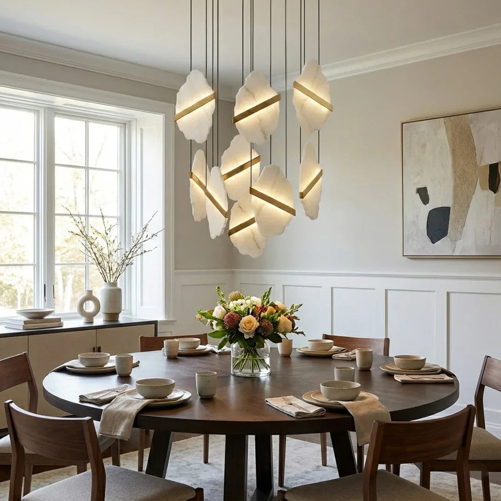 Cascading Alabaster Slab Chandelier