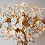 Ceramic Branch Brass Crystal Flower Floor Lamp by Bling Lighting Studio