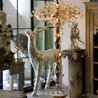 Ceramic Branch Brass Crystal Flower Floor Lamp by Bling Lighting Studio