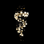 Ceramic Flower Chandelier in Artistic Brass Branch Design by Bling Lighting Studio
