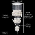 Ceramic Tulip Cascade Staircase Chandelier by Bling Lighting Studio