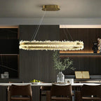 Cervine Quartz Stone Linear Chandelier Quartz Crystal Chandelier 47" by Bling Lighting Studio