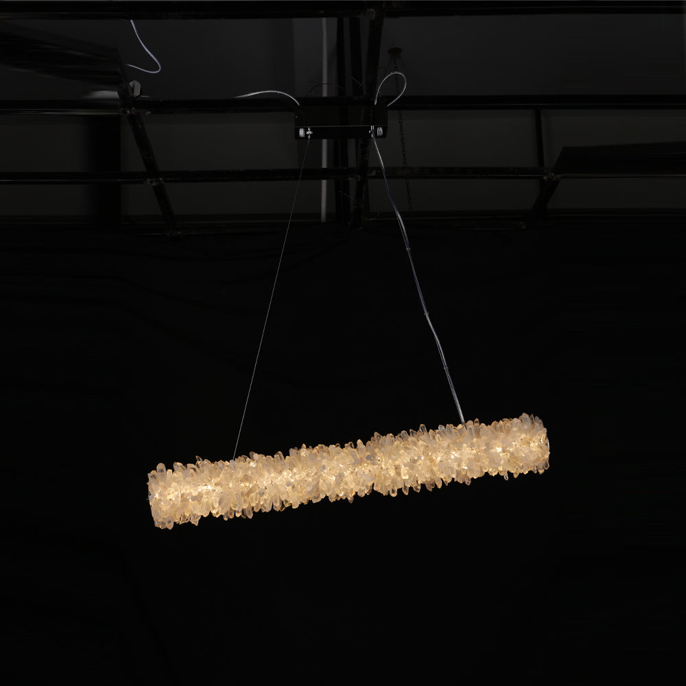 Cervine Quartz Stone Linear Geode Quartz Crystal Pendant Light by Bling Lighting Studio