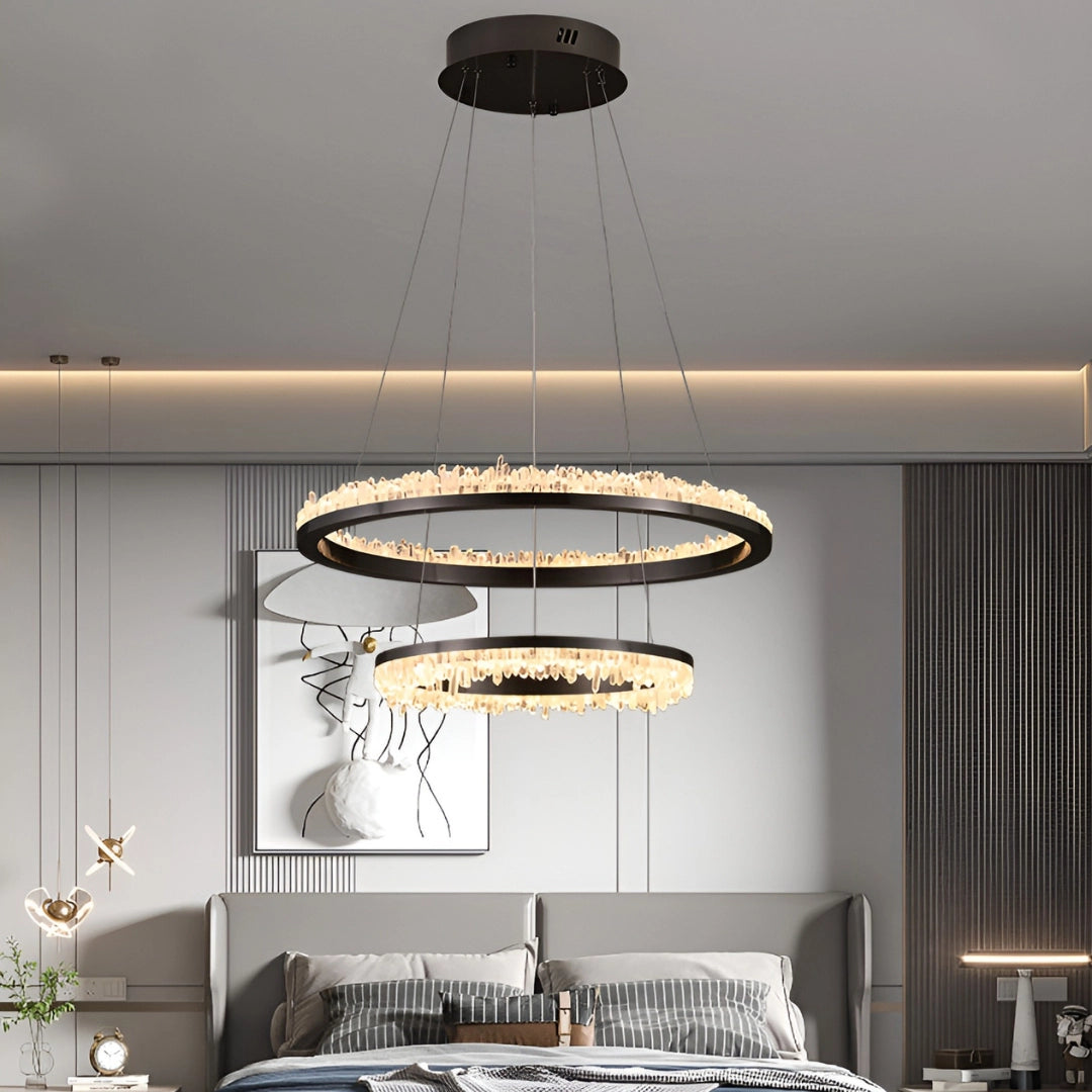 Cervine Quartz Stone Minimalistic Crystal Quartz Chandelier by Bling Lighting Studio