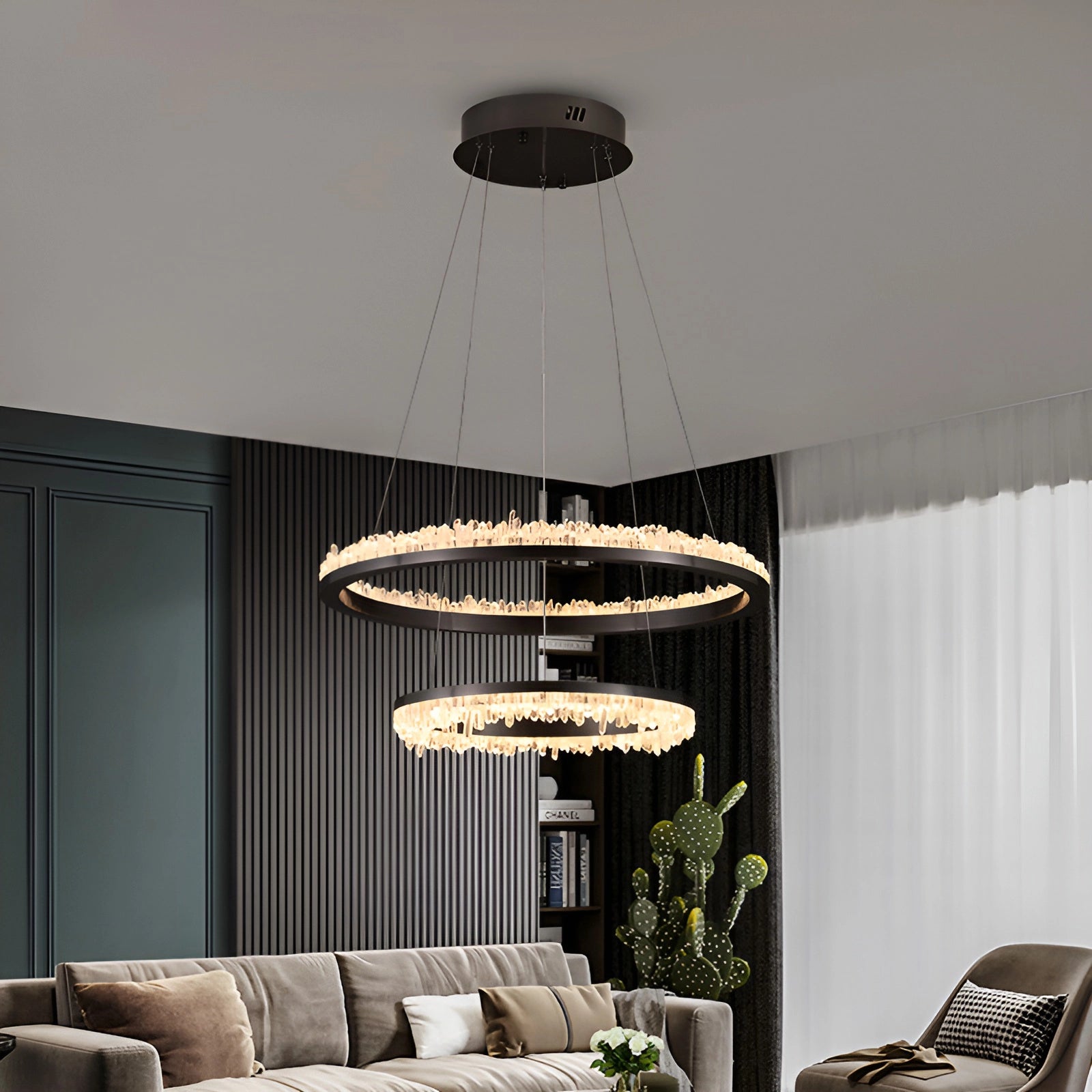 Cervine Quartz Stone Minimalistic Crystal Quartz Chandelier by Bling Lighting Studio