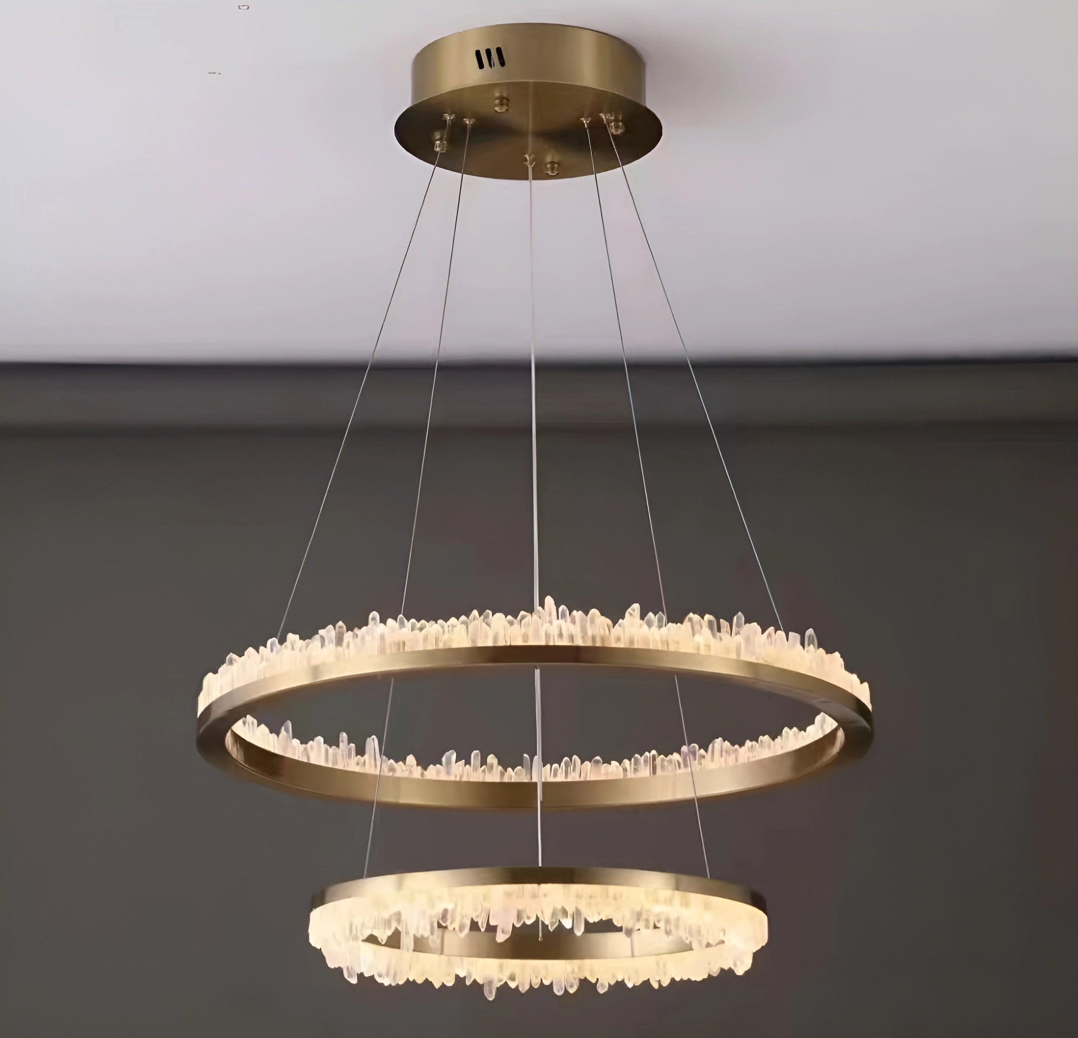 Cervine Quartz Stone Minimalistic Crystal Quartz Chandelier by Bling Lighting Studio