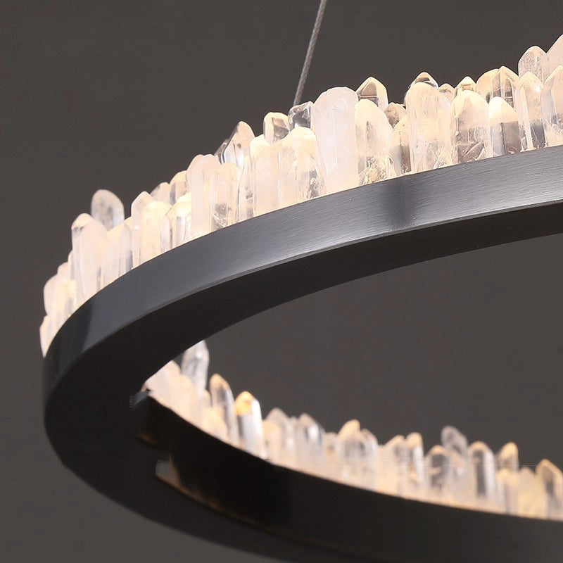 Cervine Quartz Stone Minimalistic Crystal Quartz Chandelier by Bling Lighting Studio
