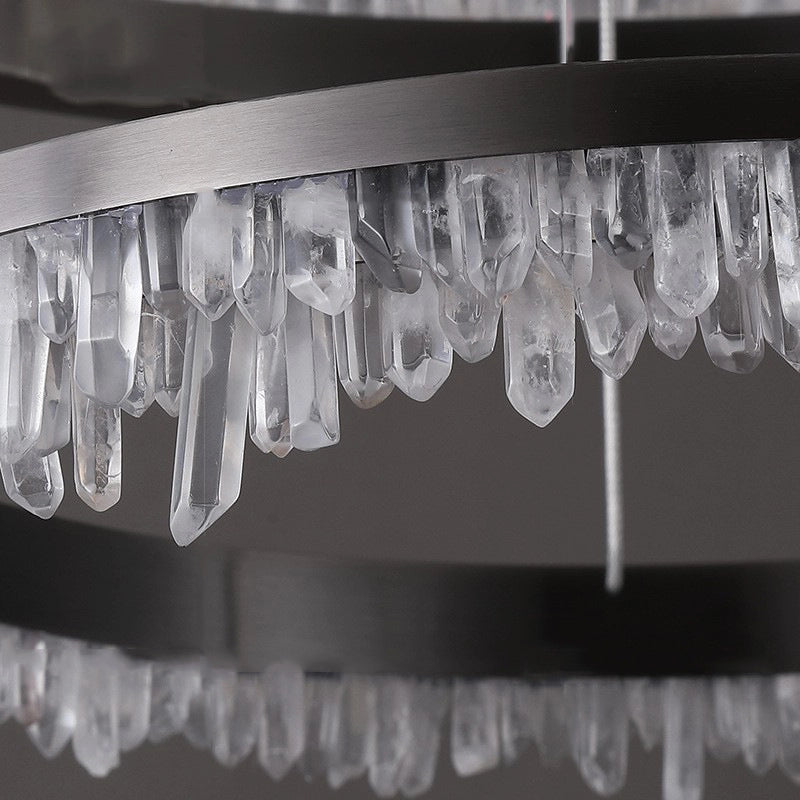 Cervine Quartz Stone Minimalistic Crystal Quartz Chandelier by Bling Lighting Studio