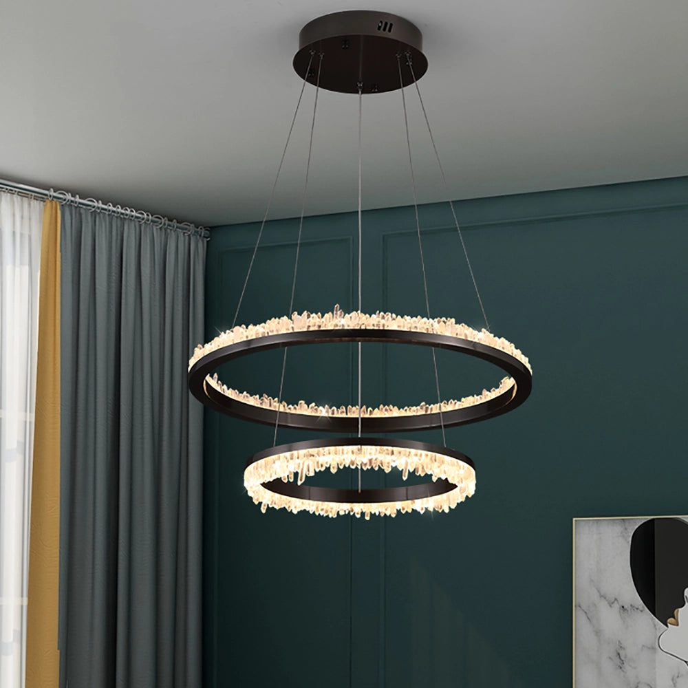 Cervine Quartz Stone Minimalistic Crystal Quartz Chandelier by Bling Lighting Studio