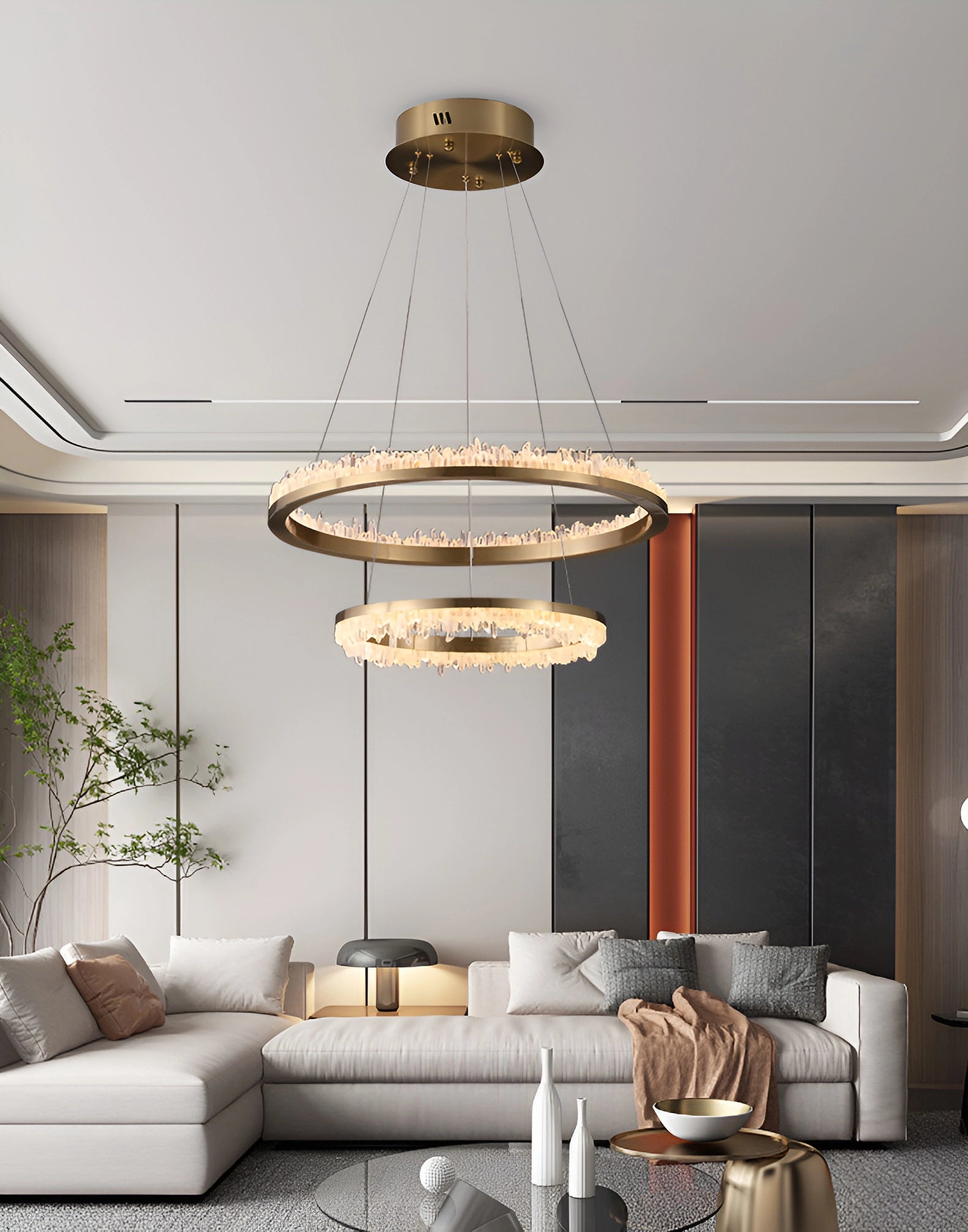 Cervine Quartz Stone Minimalistic Crystal Quartz Chandelier by Bling Lighting Studio