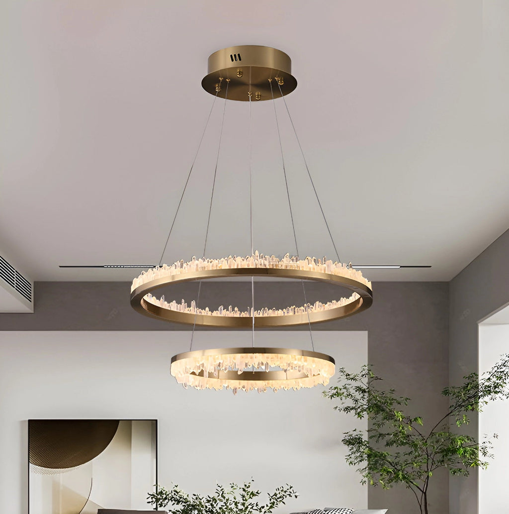 Cervine Quartz Stone Minimalistic Crystal Quartz Chandelier by Bling Lighting Studio